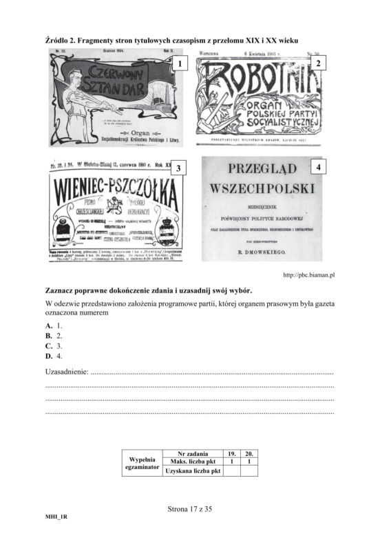 Matura 2020 ARKUSZE CKE: Historia