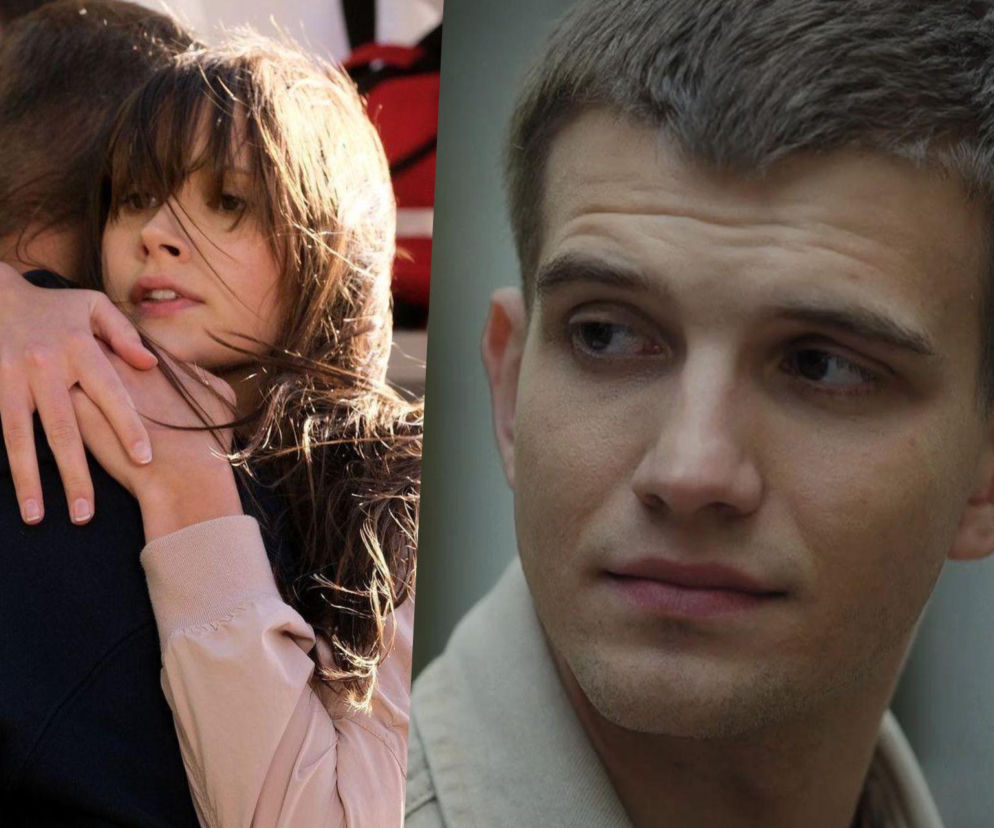 Bogna (Sherazade Wolff) przytula Mateusza (Rafał Kowalski) z serialu „M jak miłość”, a obok jego portret, gdzie spogląda w bok. O ich skomplikowanej relacji możesz przeczytać więcej na Super Seriale.