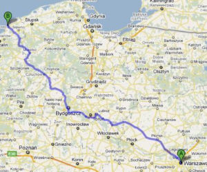 Trasa 10 i 25 Warszawa-Darłowo - mapka