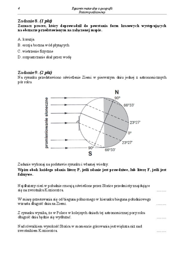 Arkusz geografia podstwowy matura 2014