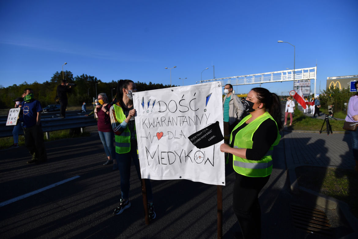 Protest medyków na granicy polsko-niemieckiej w Lubieszynie