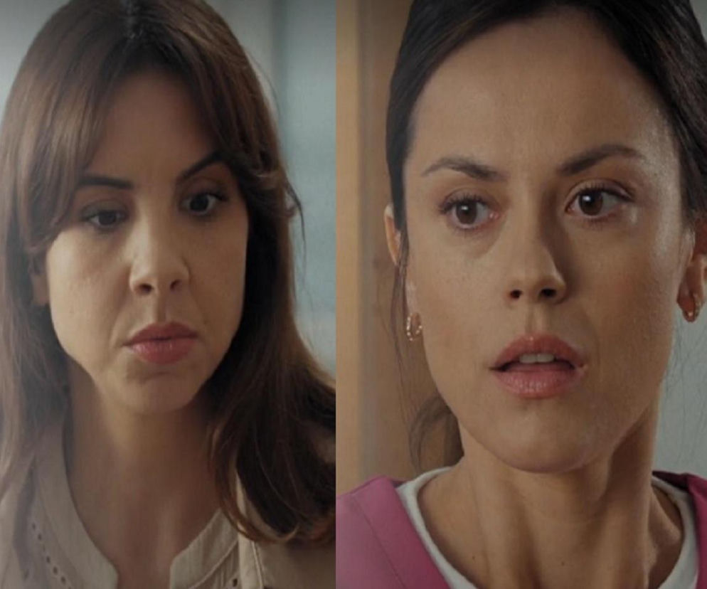 Paulina Lasota (Kasia) i Ilona Janyst (Aneta) z serialu M jak miłość na zbliżeniach twarzy. Kasia, po lewej, ma brązowe włosy i beżową bluzkę, Aneta, po prawej, związane włosy i różowy strój medyczny. Aktorki zmartwione. Więcej o ich losach na stronie Super Seriale.