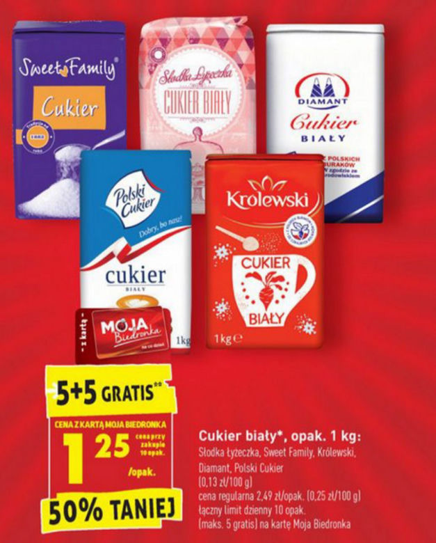 cukier biały 5 + 5 gratis