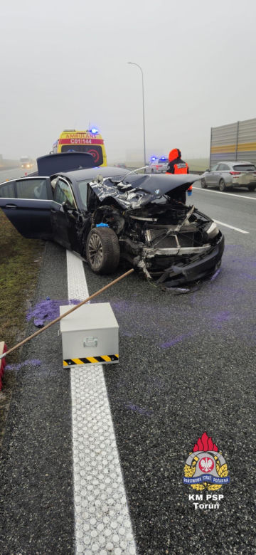 Poważny wypadek na A1 w gminie Łysomice pod Toruniem