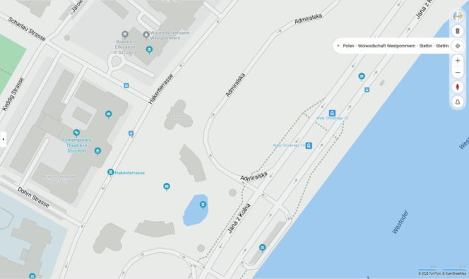 Niemieckie nazwy ulic w Szczecinie na mapach Bing
