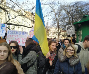 Protesty przed kosulatem rosyjskim w Krakowie
