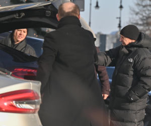 Marek Kondrat z żoną i córką w Warszawie