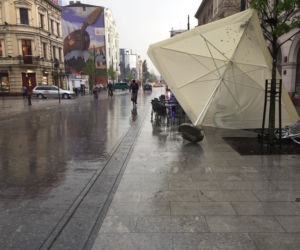 Krajobraz centrum Łodzi po burzy