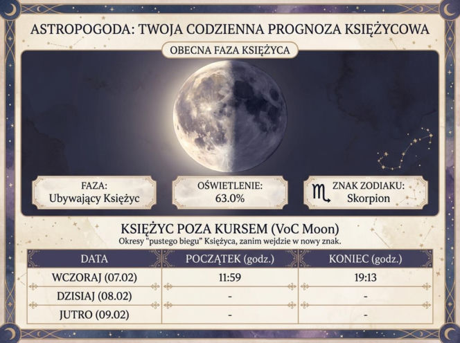 Astropogoda, infografika na dziś - 08-02-2026