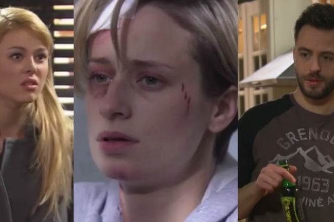 Pierwsza miłość odc. 2099. Jowita (Joanna Opozda), Mikser (Błażej Michalski), Sabina (Urszula Dębska)