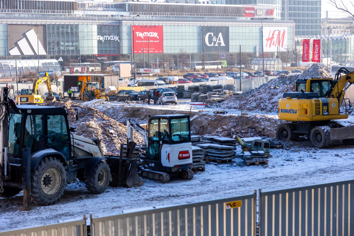 Budowa placu Centralnego w Warszawie, styczeń 2024 r.