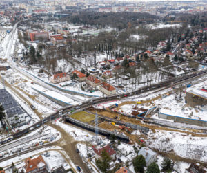 Budowa węzła Łękno - luty 2021