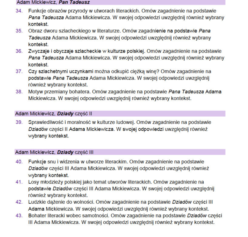 matura ustna 2023 język polski - pytania jawne