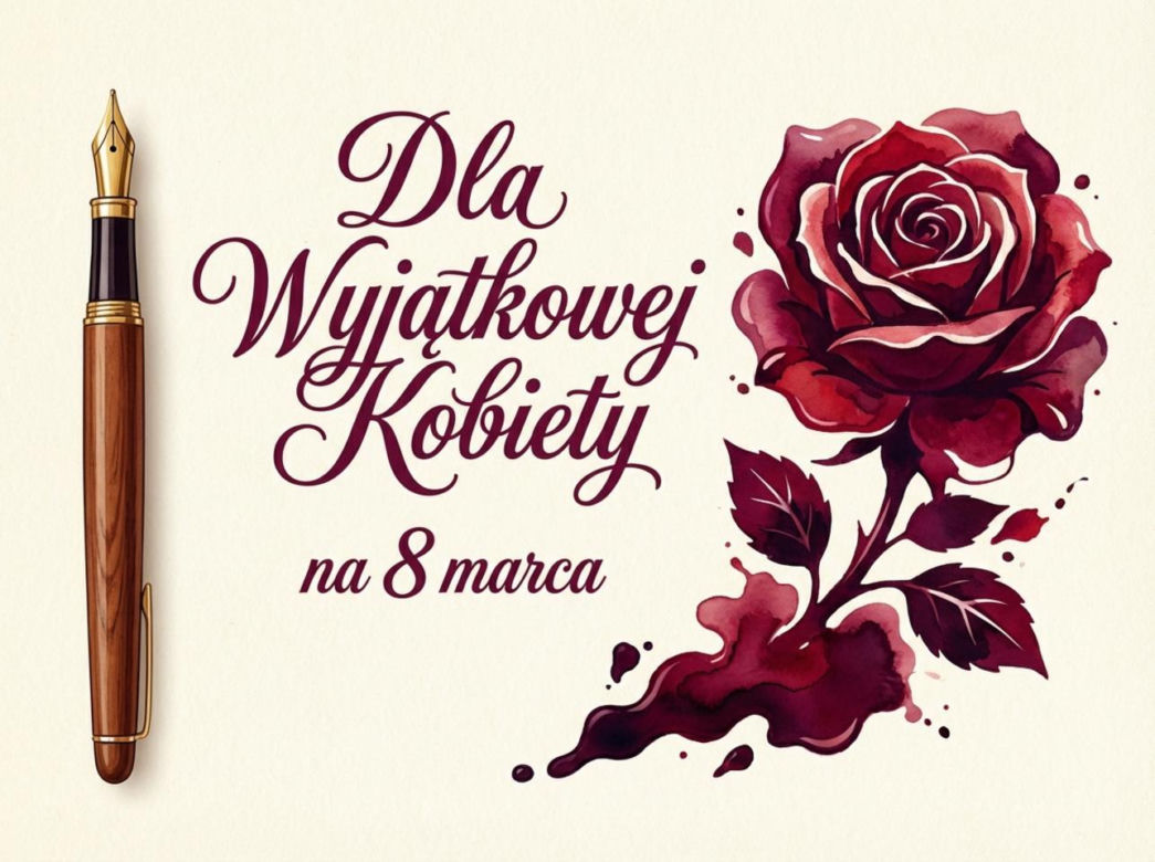 Pióro i atramentowa róża na Dzień Kobiet