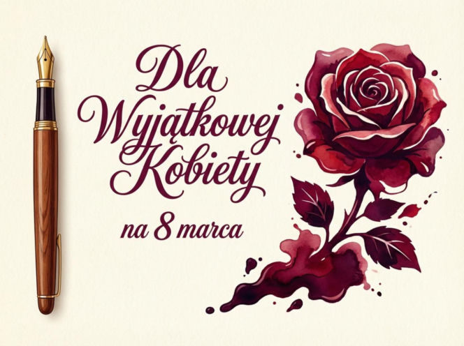 Pióro i atramentowa róża na Dzień Kobiet