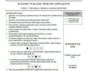 Egzamin gimnazjalny 2018. Historia, WOS. Arkusze