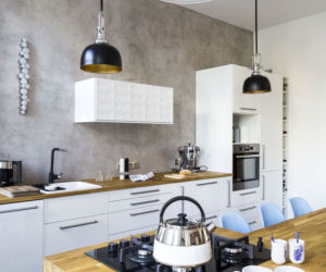 Wnętrza w stylu loft: szara ściana