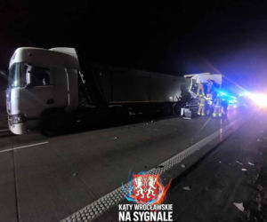 Wypadek na 141. kilometrze A4 pod Wrocławiem