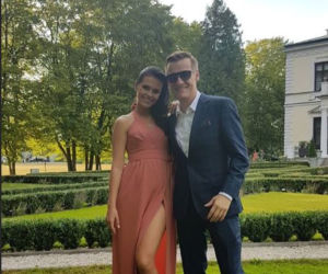 Marcin Mroczek i jego żona Marlena na ślubie