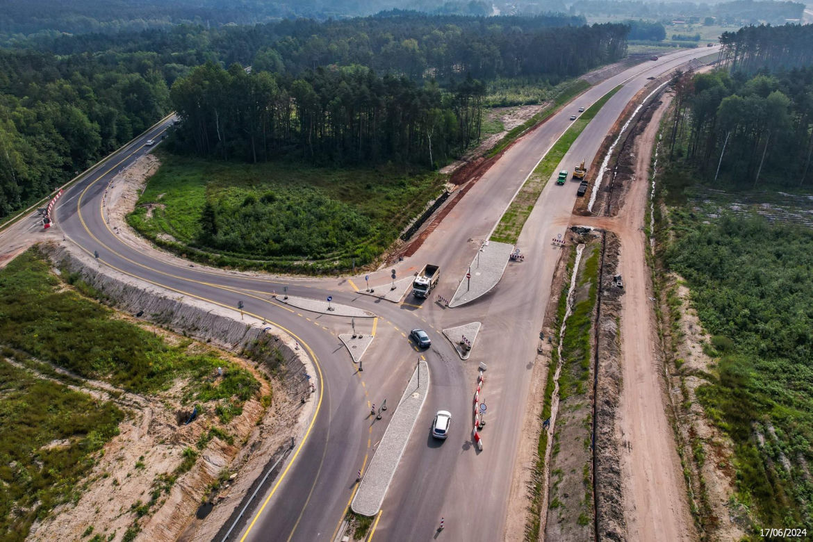 Plac budowy pierwszej części obwodnicy Zawiercia i Poręby w czerwcu 2024 r.