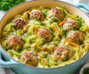 Klopsiki w młodej kapuście. Podczas duszenia powstaje aromatyczny sos