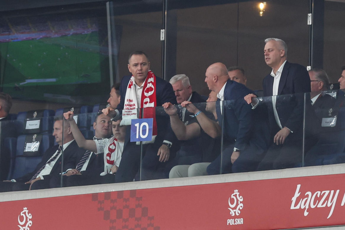 Karol Nawrocki i Kacper Meyna na meczu Polska - Finlandia