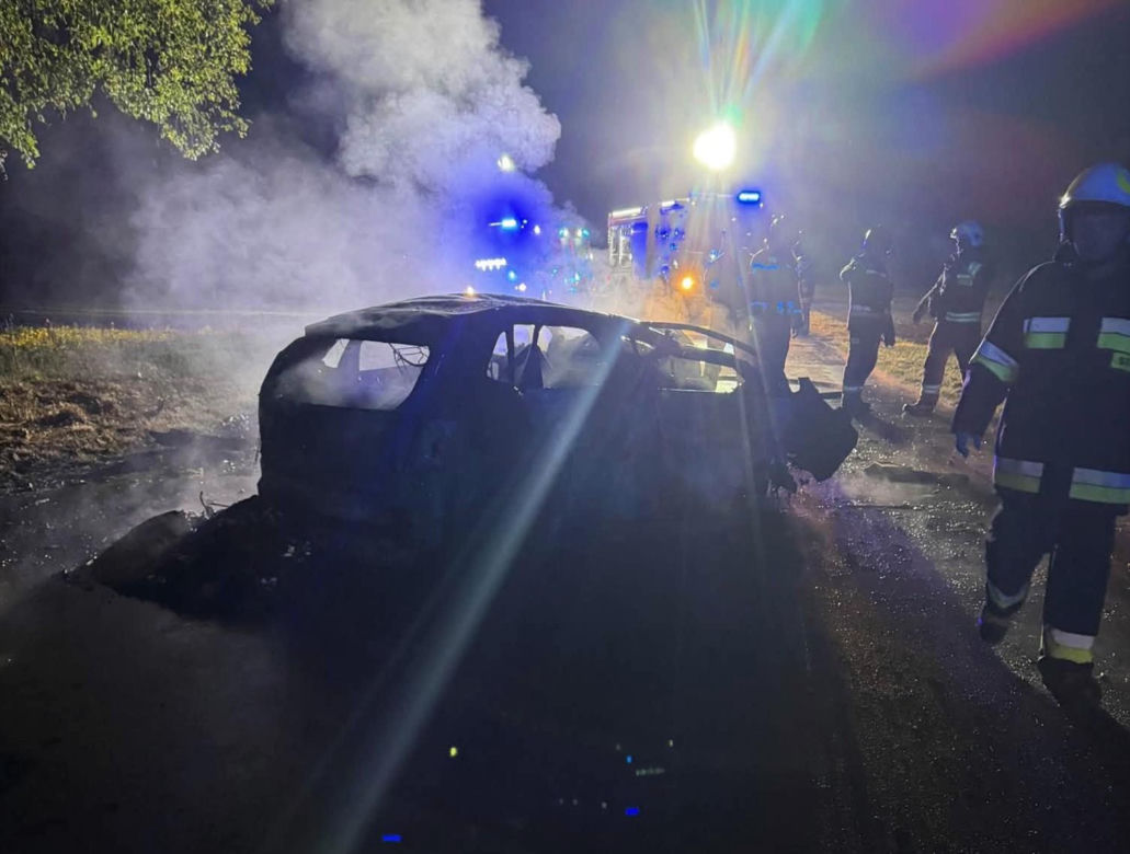 Tragedia w powiecie łukowskim, kierowca zginął w płomieniach