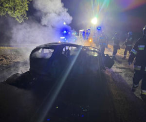 Tragedia w powiecie łukowskim, kierowca zginął w płomieniach