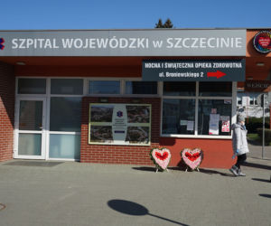 Kwiaty przed szpitalem przy ul. Arkońskiej