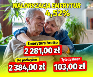 Waloryzacja emerytur 4,52%