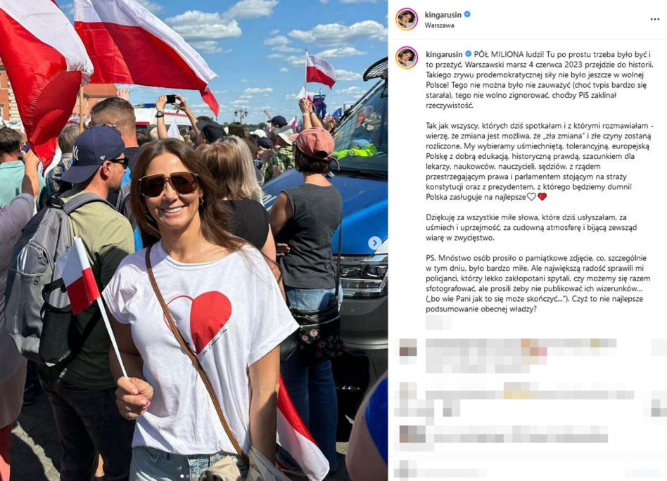 Kinga Rusin na Marszu 4 czerwca. Policja prosiła ją o zdjęcia