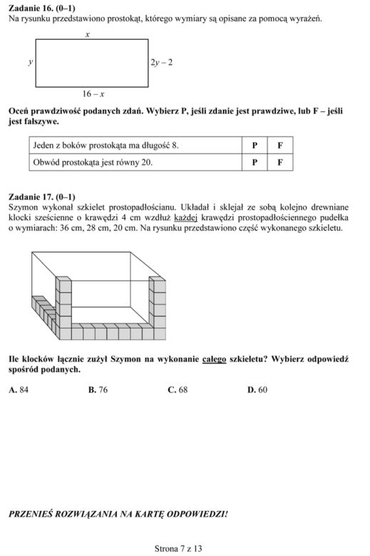 EGZAMIN GIMNAZJALNY 2014 MATEMATYKA ARKUSZE ODPOWIEDZI - OFICJALNE Z CKE