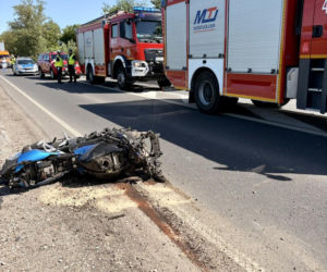 Na trasie między Malborkiem a Swarożynem doszło do zderzenia motocykla i trzech samochodów osobowych