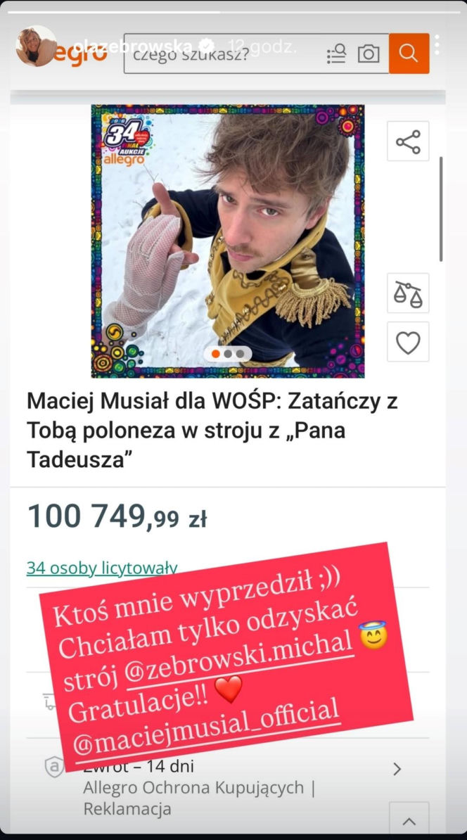 Maciej Musiał zabrał głos po zakończeniu aukcji dla WOŚP. Aktor nie krył zaskoczenia