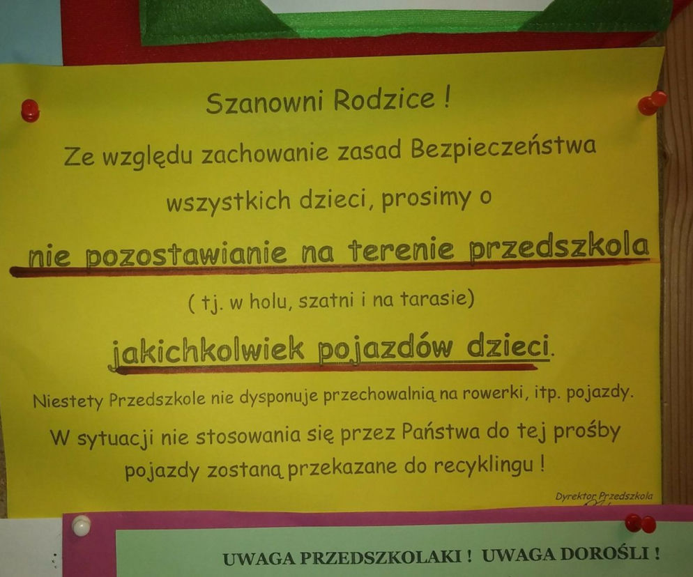 Niesławny komunikat w przedszkolu nr 82 na Natolińskiej 2
