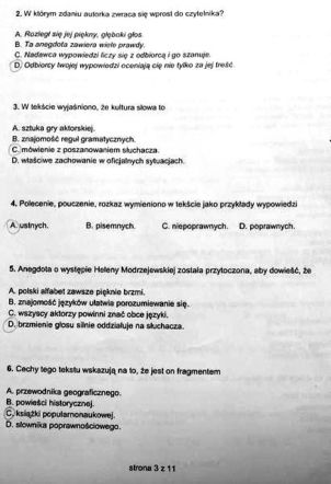 Sprawdzian w klasie VI szkoły podstawowej