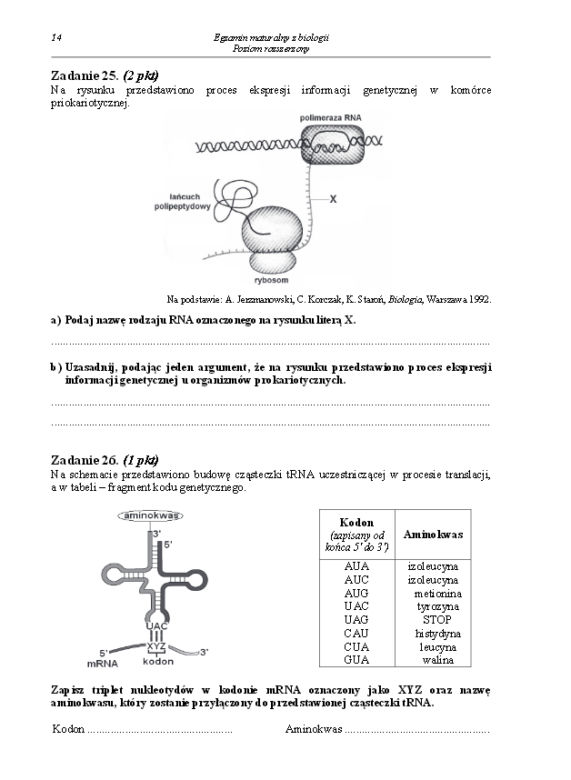 Arkusz biologia rozszerzony matura 2014