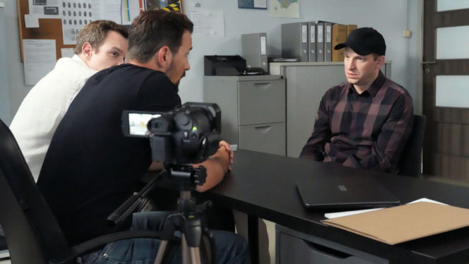 Barwy szczęścia odc. 3318. Łukasz (Michał Rolnicki), Marcin Kodur (Oskar Stoczyński), Majak (Łukasz Borkowski)