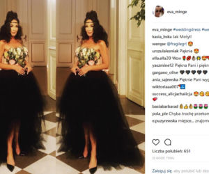 Eva Minge w czarnej sukni ślubnej