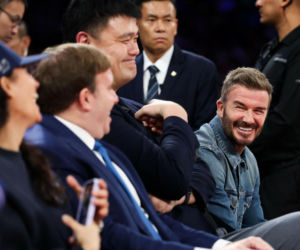David Beckham na meczu koszykówki w Chinach