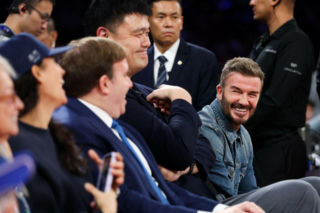 David Beckham na meczu koszykówki w Chinach