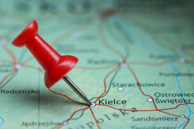 Mapa - pinezka Kielce