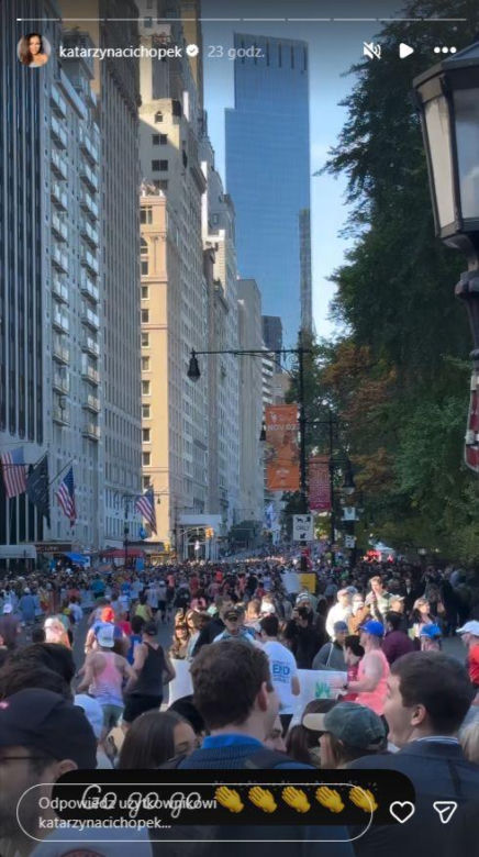 Katarzyna cichopek dopinguje męża na Maratonie Nowojorskim