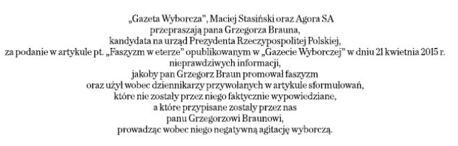 Gazeta Wyborcza przeprosiny