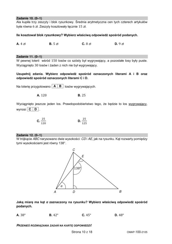  Egzamin ósmoklasisty 2021 matematyka. Arkusze CKE, pytania, odpowiedzi [26.05.2021]