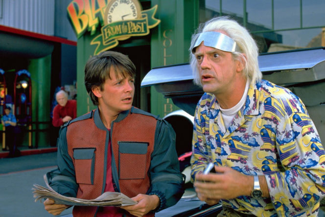 Michael J. Fox i Christopher Lloyd. "Powrót do przyszłości"/"Back to the Future", komedia SF, USA 1985, reż. Robert Zemeckis