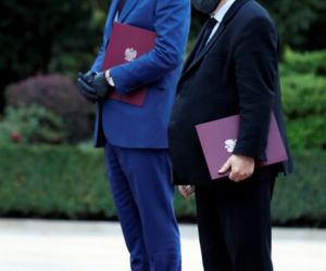 Jarosław Kaczyński podczas zaprzysiężenia nowego rządu