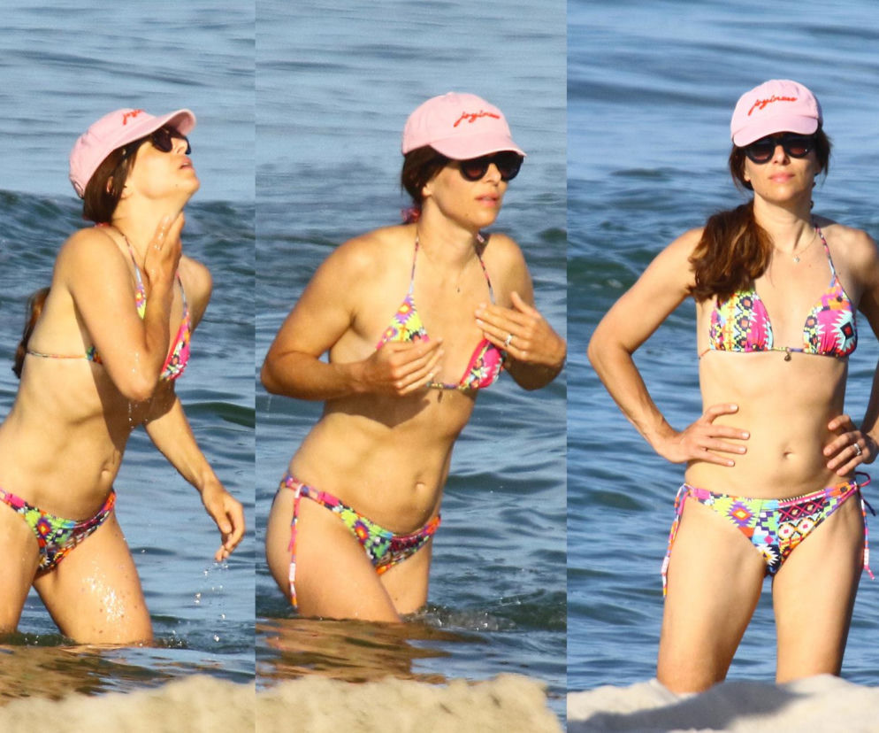 Anna Czartoryska-Niemczycka w bikini i różowej czapce kąpie się w morzu. O wakacjach gwiazdy przeczytasz w SE.