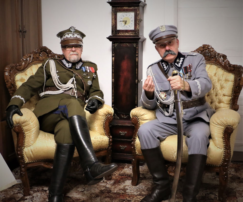 Milicka Grupa Rekonstrukcyjna w akcji: Generał T. Rozwadowski (W. Fiuk) i Marszałek J. Piłsudski (I. Radny)