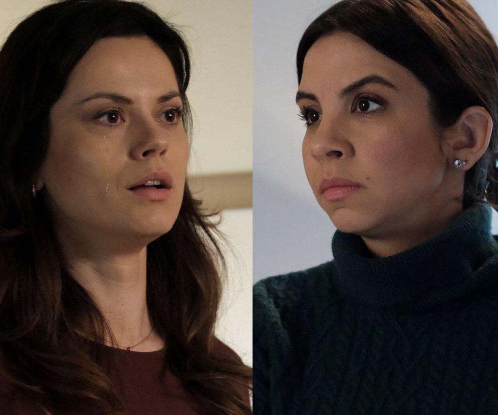 Dwa portrety kobiece. Po lewej kobieta z brązowymi włosami, w bordowej bluzce, z łzami na policzkach, wyrażająca smutek i przygnębienie. Po prawej kobieta z ciemnymi włosami upiętymi w kok, w zielonym golfie, o poważnym, zamyślonym wyrazie twarzy. Obrazek ilustruje dramaturgię serialu M jak miłość, o którym przeczytasz więcej na Super Seriale.